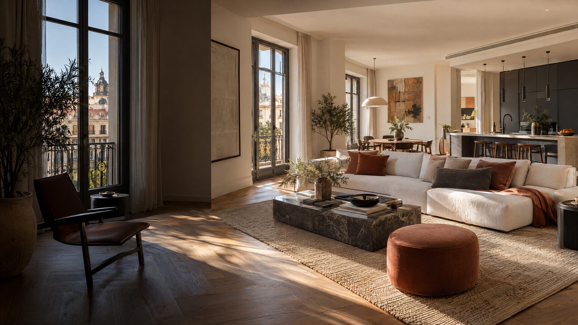 Salón reformado en vivienda de Madrid